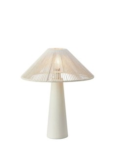 Markslöjd Favoro – Lampe de table beige avec abat-jour en fil de coton naturel et pied texturé, H50 cm