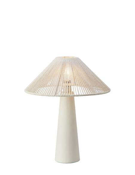 Markslöjd Favoro – Lampe de table beige avec abat-jour en fil de coton naturel et pied texturé, H50 cm