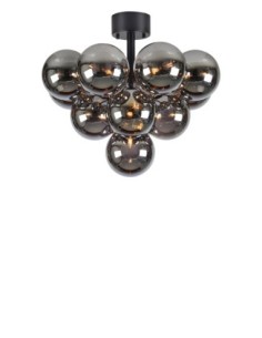 Markslöjd Merlot – Plafonnier avec 13 globes en verre fumé et métal noir, design moderne
