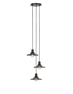 Markslöjd Novia – Suspension grise avec 3 lampes en verre fumé à hauteurs décalées, H165 cm