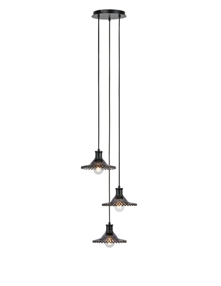 Markslöjd Novia – Suspension grise avec 3 lampes en verre fumé à hauteurs décalées, H165 cm