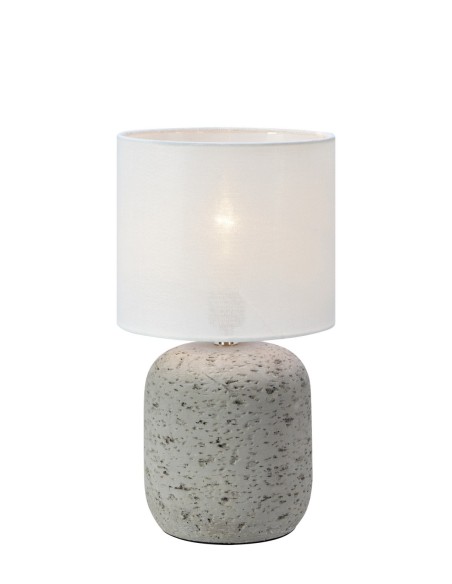 Markslöjd Montagna – Lampe de table grise avec pied en béton rustique et abat-jour en lin blanc cassé, H33 cm