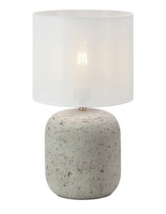 Markslöjd Montagna – Lampe de table grise avec pied en béton rustique et abat-jour en lin blanc cassé, H44 cm