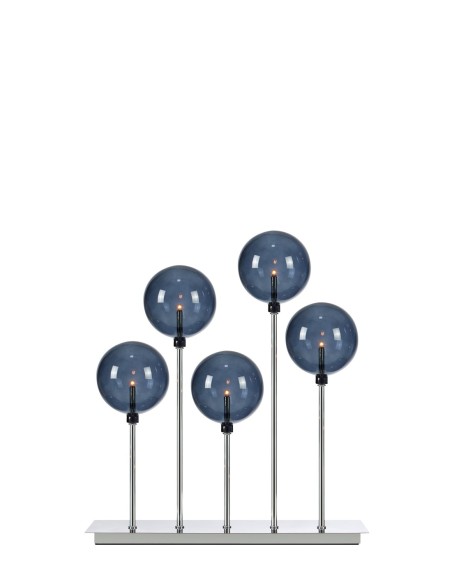 Markslöjd Mäster – Bougeoir 5xE5 LED, chrome et verre fumé, câble blanc 2 m