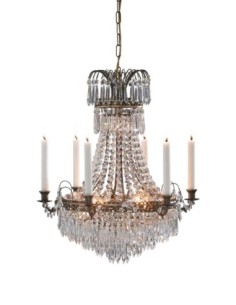 Markslöjd Läckö – Lustre en cristal avec 7 ampoules E14, finition laiton antique
