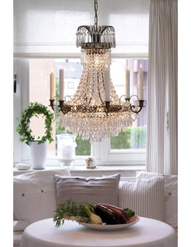 Markslöjd Läckö – Lustre classique en cristal, design empire avec cristaux brillants