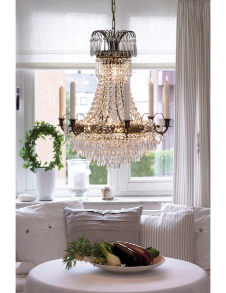 Markslöjd Läckö – Lustre classique en cristal, design empire avec cristaux brillants