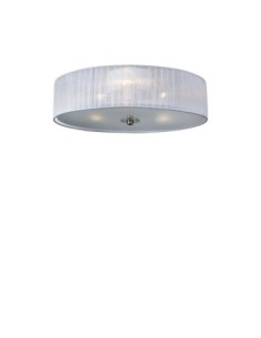 Plafonnier Byske avec abat-jour verre dépoli et ruban organza blanc, lumière douce et élégante.