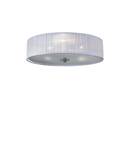 Plafonnier Byske avec abat-jour verre dépoli et ruban organza blanc, lumière douce et élégante.