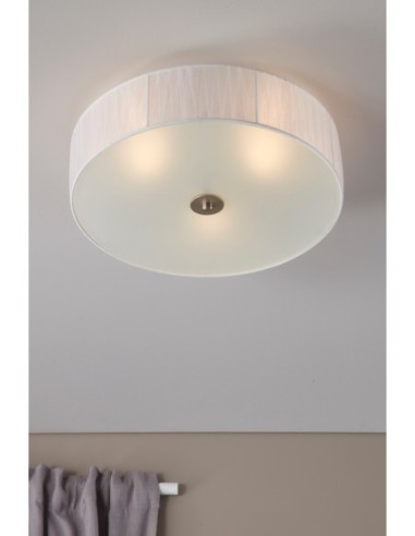 Luminaire compact 40 cm de diamètre, équipé de 3 ampoules E14, parfait pour salon ou chambre.