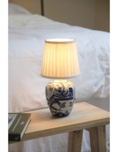Lampe Göteborg 33 cm avec pied en céramique bleue et blanche inspiré des porcelaines orientales. 2