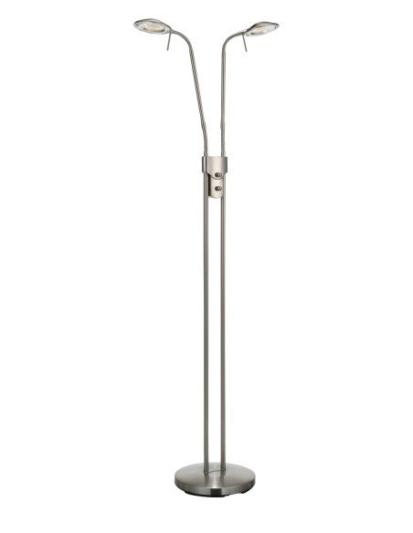Lampadaire Hudson Markslöjd en acier, double bras flexible, éclairage LED blanc chaud 850 lm.