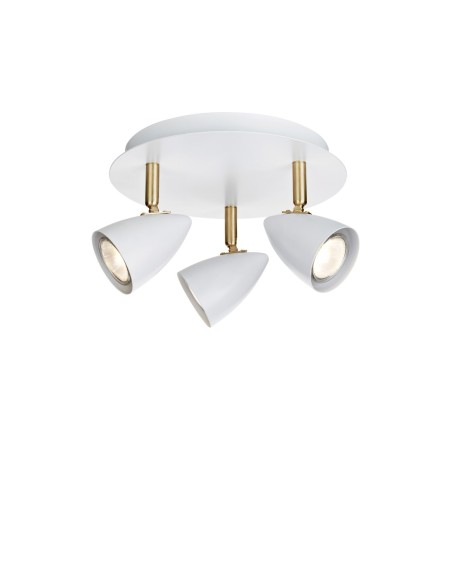 Markslöjd Ciro – Plafonnier rond blanc et laiton, design moderne et compact
