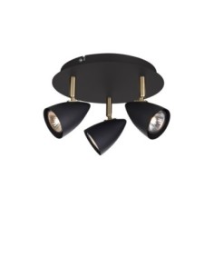 Markslöjd Ciro – Spot de plafond rond noir et laiton, au style moderne et élégant