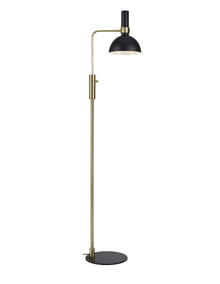 Markslöjd Larry – Lampadaire LED E27, 60W max, variateur intégré, noir et laiton brossé