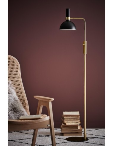 Markslöjd Larry – Lampadaire design 146 cm, E27, dimmable, style moderne noir et laiton