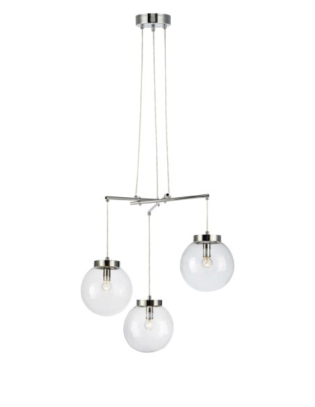 Markslöjd Sicily – Plafonnier 3xE14, 40W max, verre clair, structure chrome, lumière diffuse et design élégant