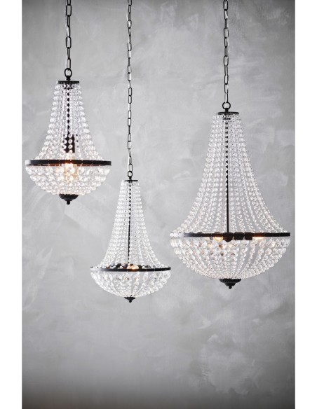 Markslöjd Gränsö – Suspension noire 2 ampoules E14 40W, cristaux scintillants, éclairage raffiné, IP20, intérieur chic