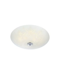 Markslöjd Fleur – Plafonnier LED 15W dimmable, verre dépoli motif floral, blanc et chrome, IP20, éclairage intérieur élégant