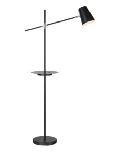 Markslöjd Linear – Lampadaire métal noir mat, E14 40W max, interrupteur sur abat-jour