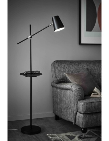 Markslöjd Linear – Port USB intégré + tablette pour poser objets, câble transparent 200 cm, Classe II, IP20