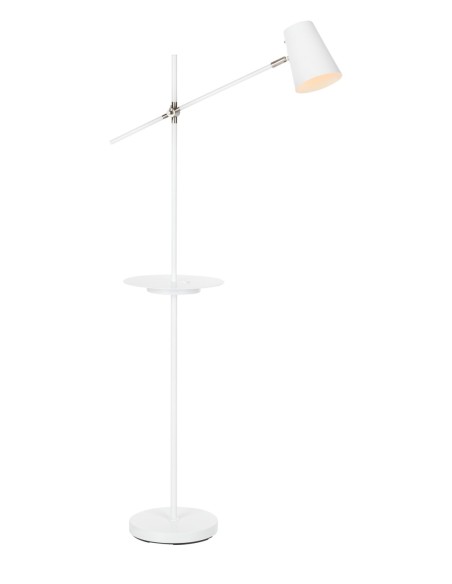 Markslöjd Linear – Lampadaire métal blanc, E14 40W max, abat-jour avec interrupteur