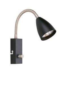 Markslöjd CIRO – Applique murale noire avec bras flexible et variateur intégré, idéale comme liseuse