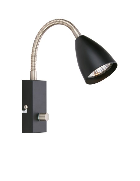 Markslöjd CIRO – Applique murale noire avec bras flexible et variateur intégré, idéale comme liseuse