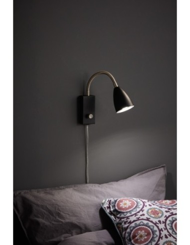 Markslöjd CIRO – Applique orientable en métal noir et acier, culot GU10, câble 2 m