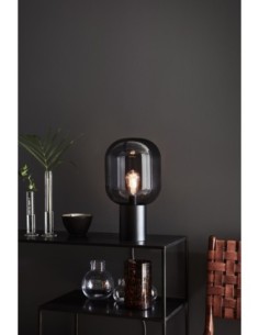 Markslöjd Brooklyn – Lampe de table en verre fumé et métal noir, E27 2