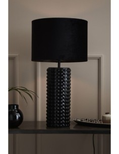 Markslöjd Proud – Lampe de table E27, max 60W, abat-jour velours noir, base verre bullé noir 2