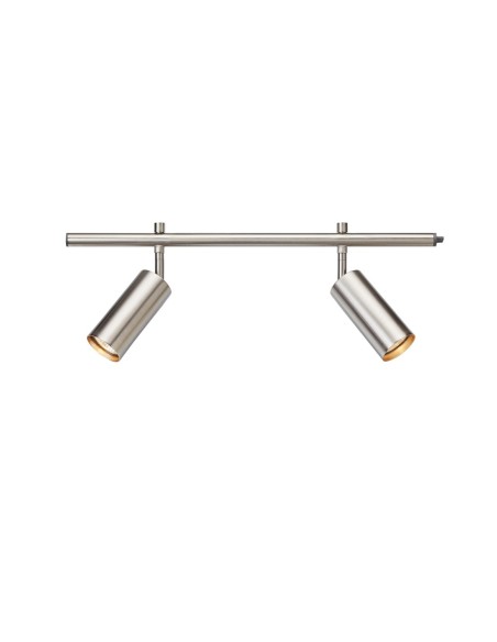 Markslöjd Expand – Spot LED cylindre sur rail 2xGU10, finition acier brossé, 50 cm