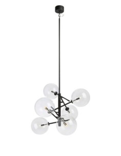 Markslöjd Andrew – Plafonnier noir 6xG9 avec globes en verre transparent