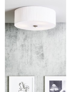 Markslöjd Jackie – Plafonnier tissu plissé blanc, 3xE14, style classique 2