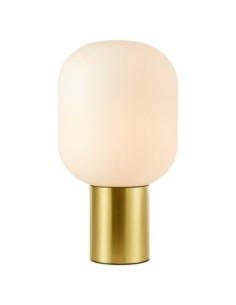 Markslöjd Brooklyn – Lampe de table en laiton brossé et verre opale blanc, E27