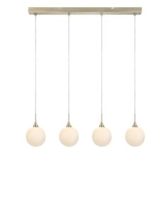 Markslöjd Quattro XL – Suspension laiton vieilli avec 4 globes en verre opale