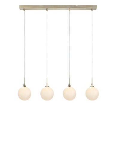 Markslöjd Quattro XL – Suspension laiton vieilli avec 4 globes en verre opale