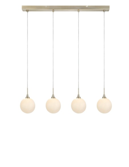 Markslöjd Quattro XL – Suspension laiton vieilli avec 4 globes en verre opale