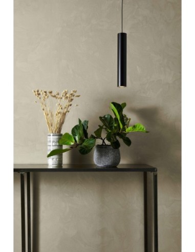 Markslöjd Ruben – Lampe suspendue design cylindrique noire, métal, douille GU10, IP20, câble textile 3,5 m