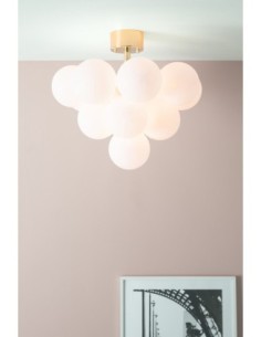 Markslöjd Merlot – Plafonnier design en laiton avec 13 globes en verre opale blanc, G9 2