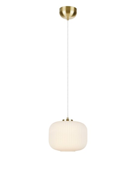 Suspension Sober Markslöjd – Globe en verre opale et pied laiton brossé, design épuré