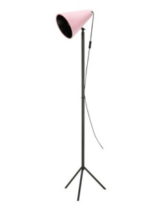 Lampadaire Cilla Rose Markslöjd avec pied métal noir et abat-jour conique en velours rose