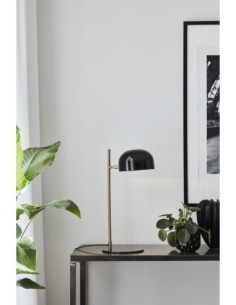 Lampe de bureau Pose Markslöjd en métal noir avec détails en laiton brossé et câble textile 2