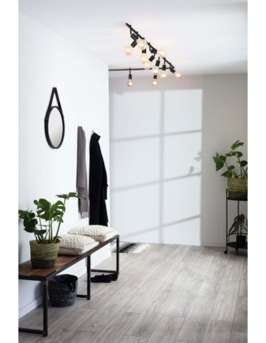 Éclairage modulable sur rail noir mat, compatible ampoules E27 (non fournies)