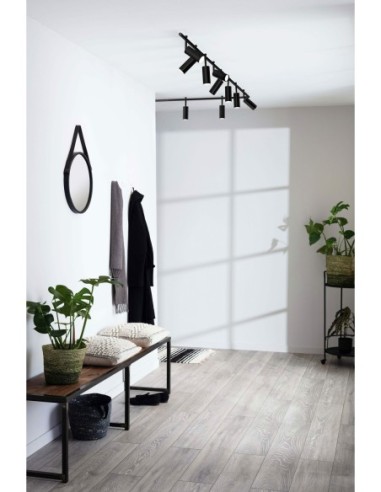 Luminaire cylindrique noir orientable pour plafond ou mur, compatible ampoules GU10