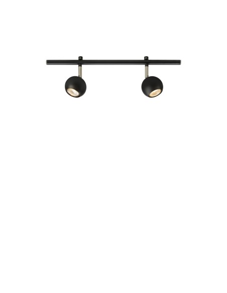 Projecteur Expand Markslöjd avec deux spots ronds orientables sur rail noir de 50 cm