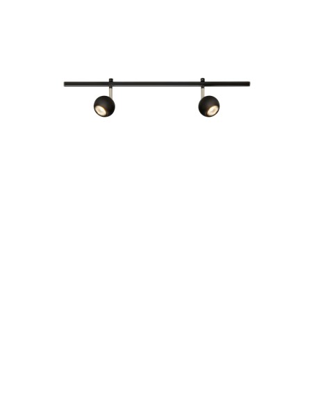 Markslöjd Expand – Rail 70 cm noir, 2 spots ronds GU10 orientables, design sobre et modulable.