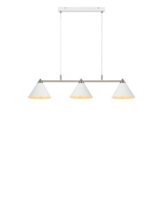 Plafonnier Klint blanc mat Markslöjd, 3 abat-jour coniques, détails acier, 3 ampoules E14.