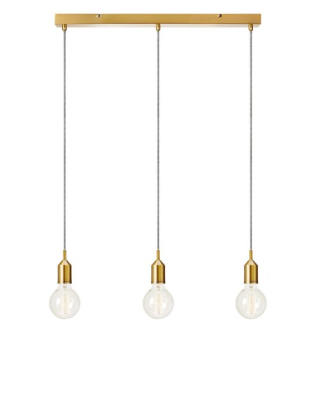Markslöjd Bronx – Suspension 3 lumières, métal bronze, câbles textile, ampoules E27 non incluses.
