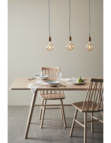 Plafonnier industriel Bronx, finition bronze, 3 ampoules E27, câble textile 150 cm.